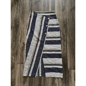 Free People Women's Big Sur Midi Button Front Stripe Skirt Size 2 Coquette